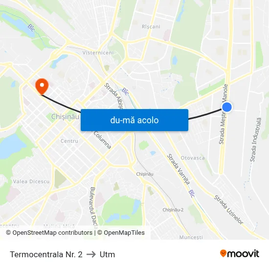 Harta de Termocentrala Nr. 2 către Utm