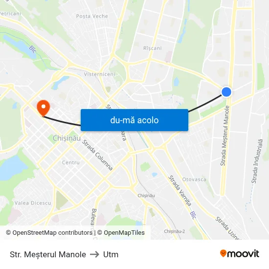 Harta de Str. Meșterul Manole către Utm