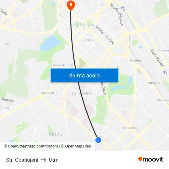 Harta de Str. Costiujeni către Utm