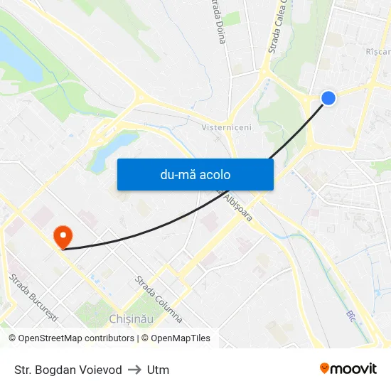 Harta de Str. Bogdan Voievod către Utm