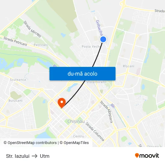 Harta de Str. Iazului către Utm
