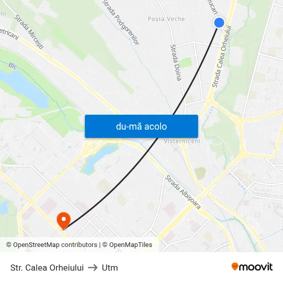 Harta de Str. Calea Orheiului către Utm