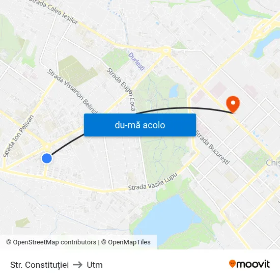Harta de Str. Constituției către Utm