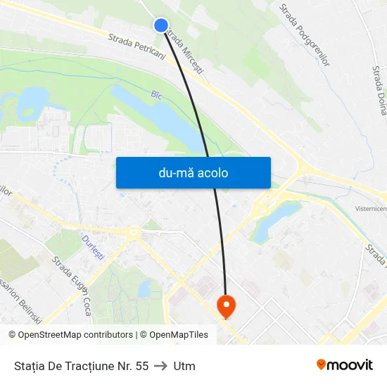 Harta de Stația De Tracțiune Nr. 55 către Utm