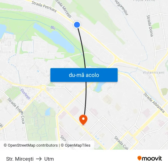 Harta de Str. Mircești către Utm