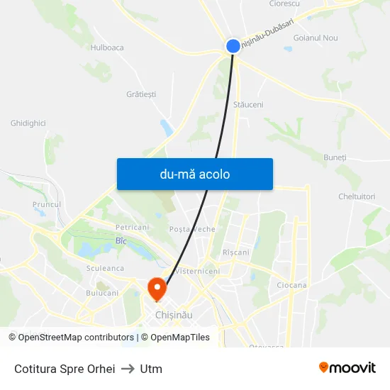 Harta de Cotitura Spre Orhei către Utm