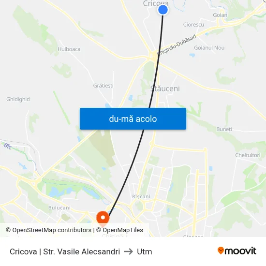 Harta de Cricova | Str. Vasile Alecsandri către Utm