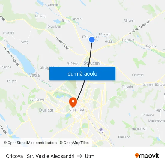 Harta de Cricova | Str. Vasile Alecsandri către Utm
