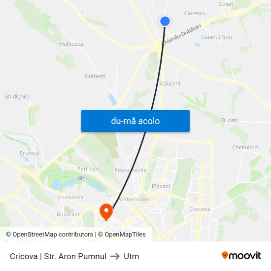 Harta de Cricova | Str. Aron Pumnul către Utm