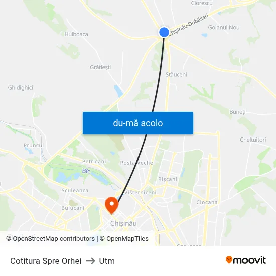 Harta de Cotitura Spre Orhei către Utm