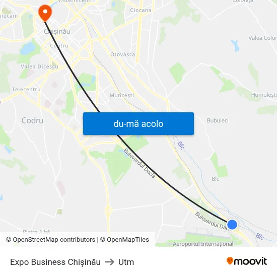 Harta de Expo Business Chișinău către Utm