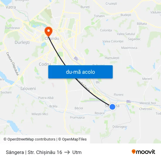 Harta de Sângera | Str. Chișinău 16 către Utm