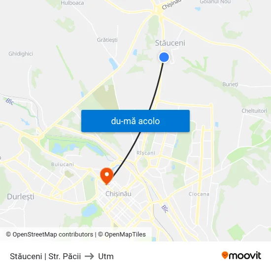 Harta de Stăuceni | Str. Păcii către Utm