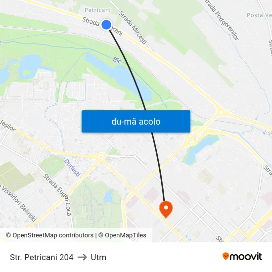 Harta de Str. Petricani 204 către Utm