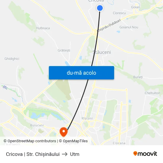 Harta de Cricova | Str. Chișinăului către Utm