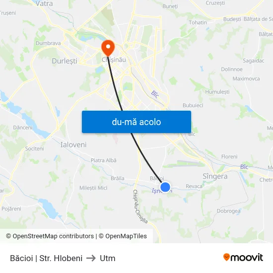 Harta de Băcioi | Str. Hlobeni către Utm