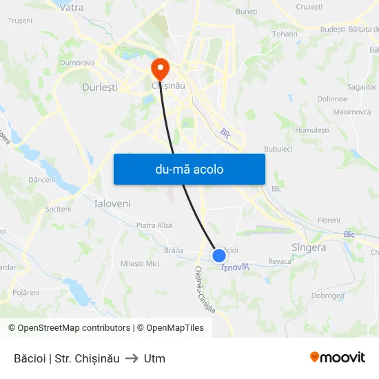 Harta de Băcioi | Str. Chișinău către Utm