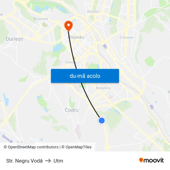 Harta de Str. Negru Vodă către Utm