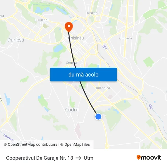Harta de Cooperativul De Garaje Nr. 13 către Utm