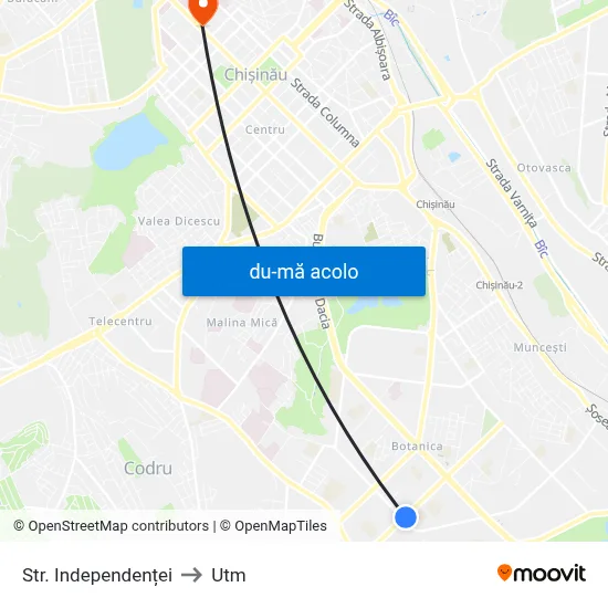 Harta de Str. Independenței către Utm