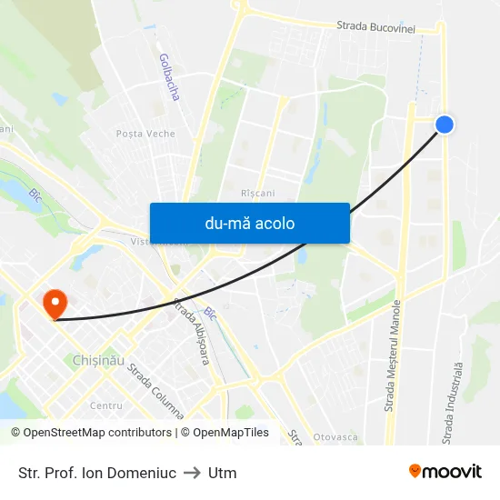 Harta de Str. Prof. Ion Domeniuc către Utm