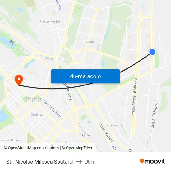Harta de Str. Nicolae Milescu Spătarul către Utm