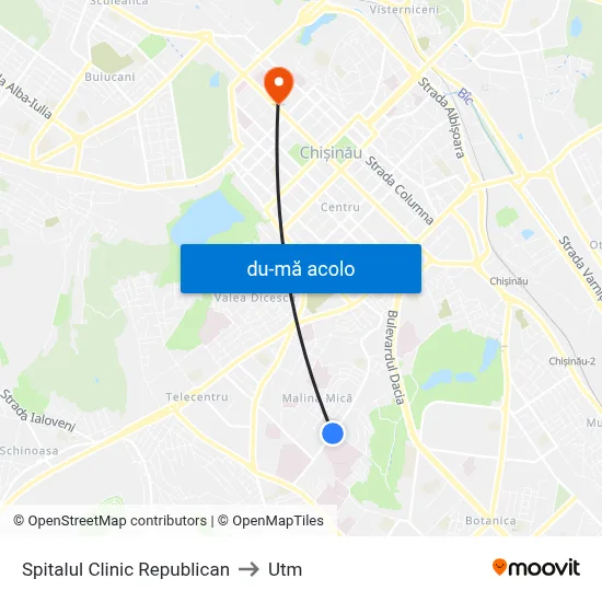 Harta de Spitalul Clinic Republican către Utm