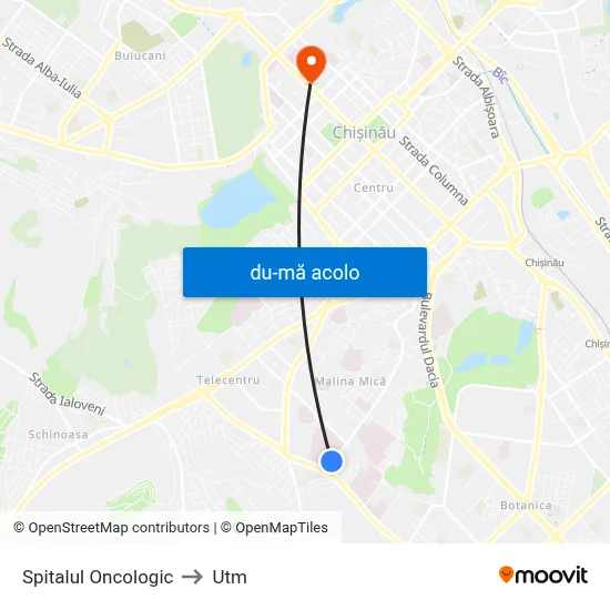 Harta de Spitalul Oncologic către Utm