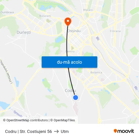 Harta de Codru | Str. Costiujeni 56 către Utm