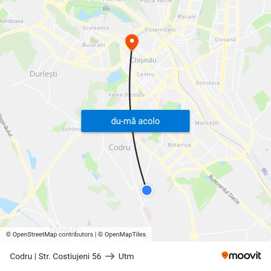 Harta de Codru | Str. Costiujeni 56 către Utm