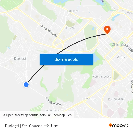 Harta de Durlești | Str. Caucaz către Utm