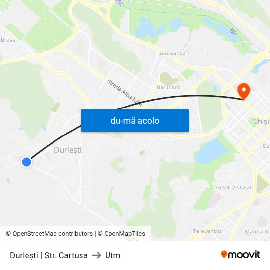 Harta de Durlești | Str. Cartușa către Utm