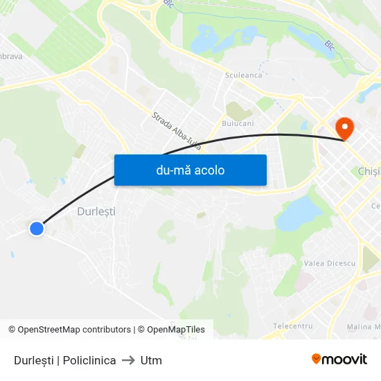 Harta de Durlești | Policlinica către Utm
