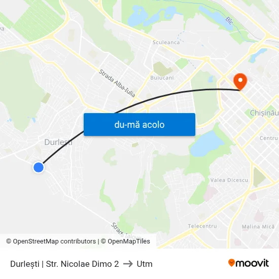 Harta de Durlești | Str. Nicolae Dimo 2 către Utm