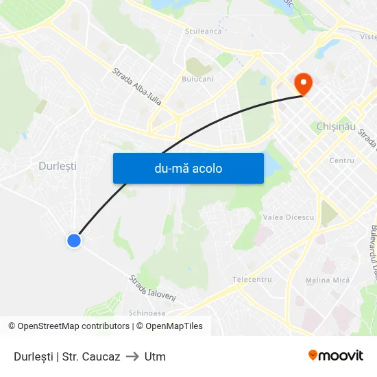 Harta de Durlești | Str. Caucaz către Utm