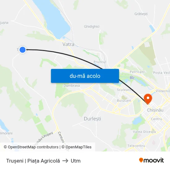 Harta de Trușeni | Piața Agricolă către Utm