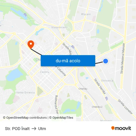 Harta de Str. POD Înalt către Utm