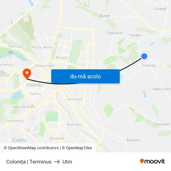 Harta de Colonița | Terminus către Utm