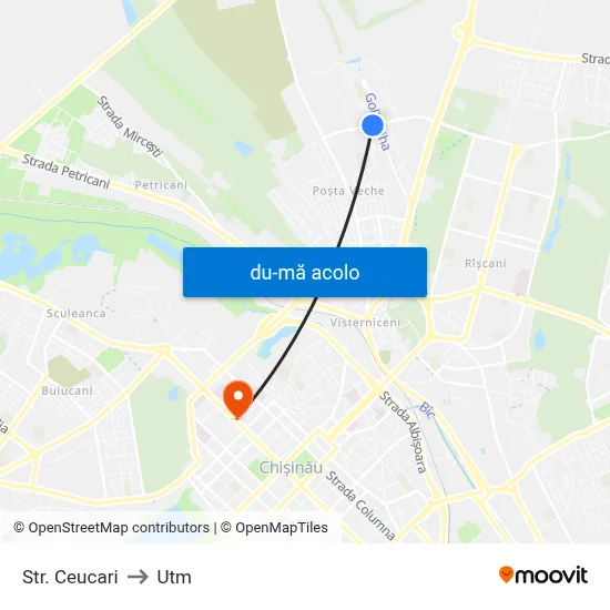 Harta de Str. Ceucari către Utm