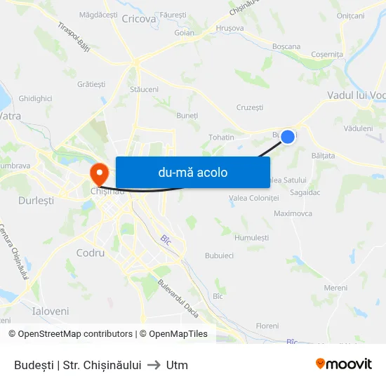 Harta de Budești | Str. Chișinăului către Utm