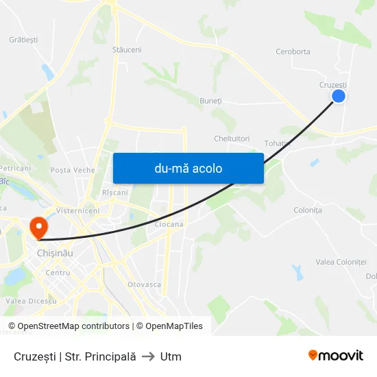 Harta de Cruzești | Str. Principală către Utm