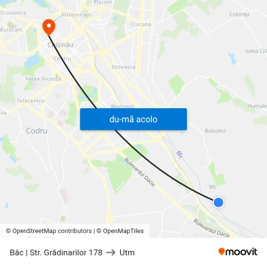 Harta de Bâc | Str. Grădinarilor 178 către Utm