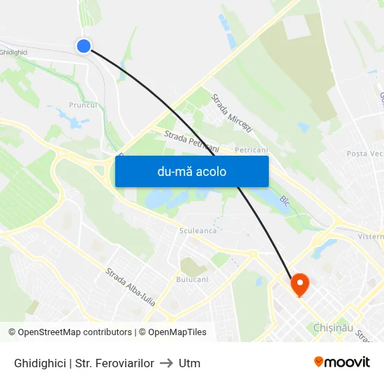 Harta de Ghidighici | Str. Feroviarilor către Utm