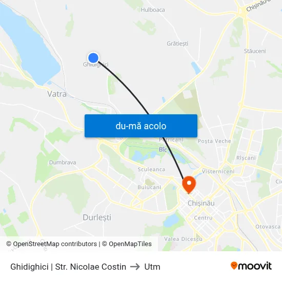 Harta de Ghidighici | Str. Nicolae Costin către Utm