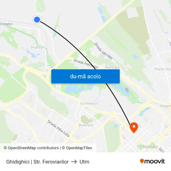 Harta de Ghidighici | Str. Feroviarilor către Utm