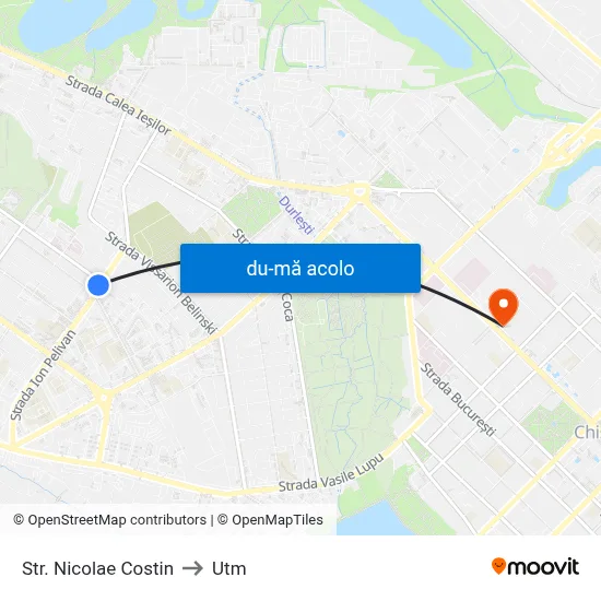 Harta de Str. Nicolae Costin către Utm