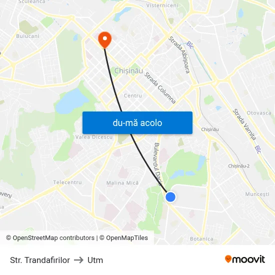 Harta de Str. Trandafirilor către Utm