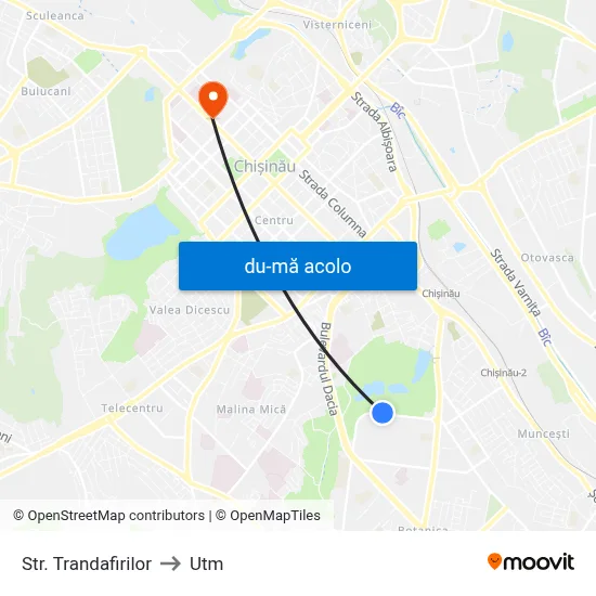 Harta de Str. Trandafirilor către Utm