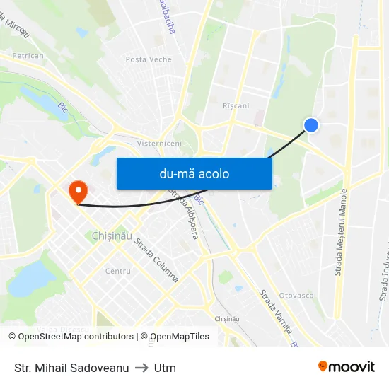 Harta de Str. Mihail Sadoveanu către Utm