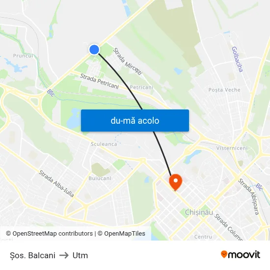 Harta de Șos. Balcani către Utm